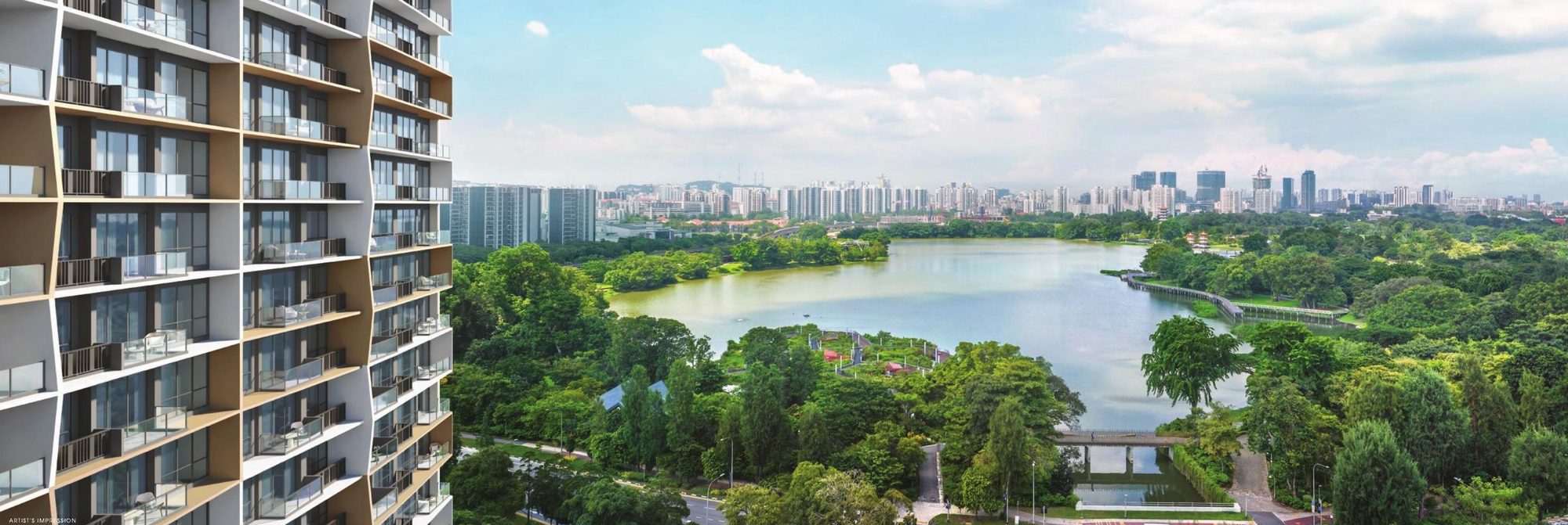 Artist's impression of the view over Jurong Lake Gardens